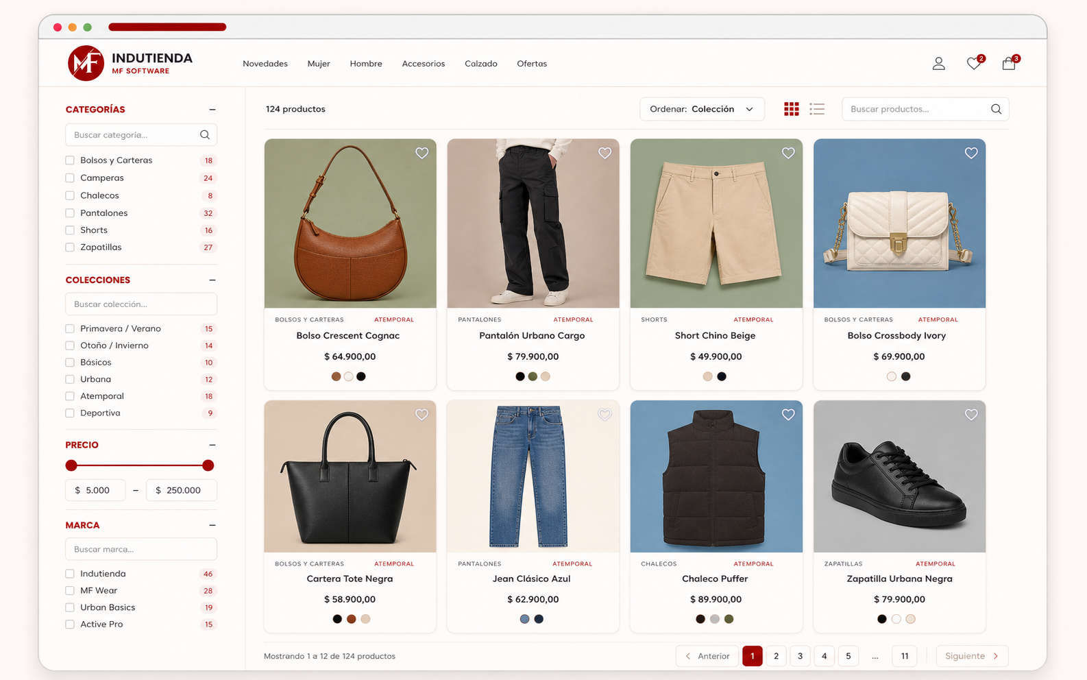 Tienda online de InduTienda con catálogo de productos, variantes, precios e imágenes